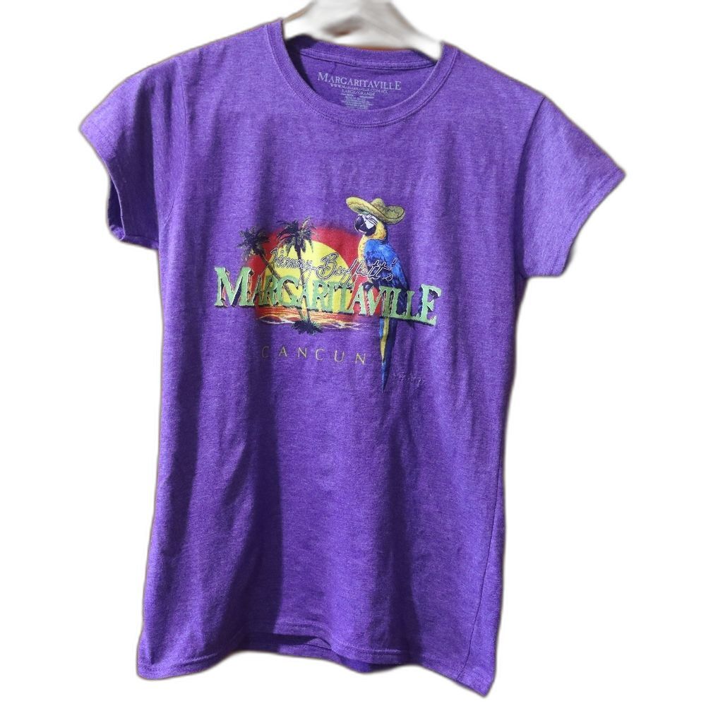 Margaritaville Purple Parrot Head Graphic Tee Relaxed Fit Small Jimmy Buffett